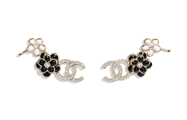 (Women) Chanel Camellia Double C Earrings Gold/Black and White AB5692-B04966-NB288 圖 2