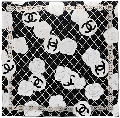 (W) CHANEL Selendang Sutera Quilted Camellia Wanita Hitam Putih. A39577-X10321-94305-35OR Buy (W) CHANEL Selendang Sutera Quilted Camellia Wanita Hitam Putih. A39577-X10321-94305-35OR