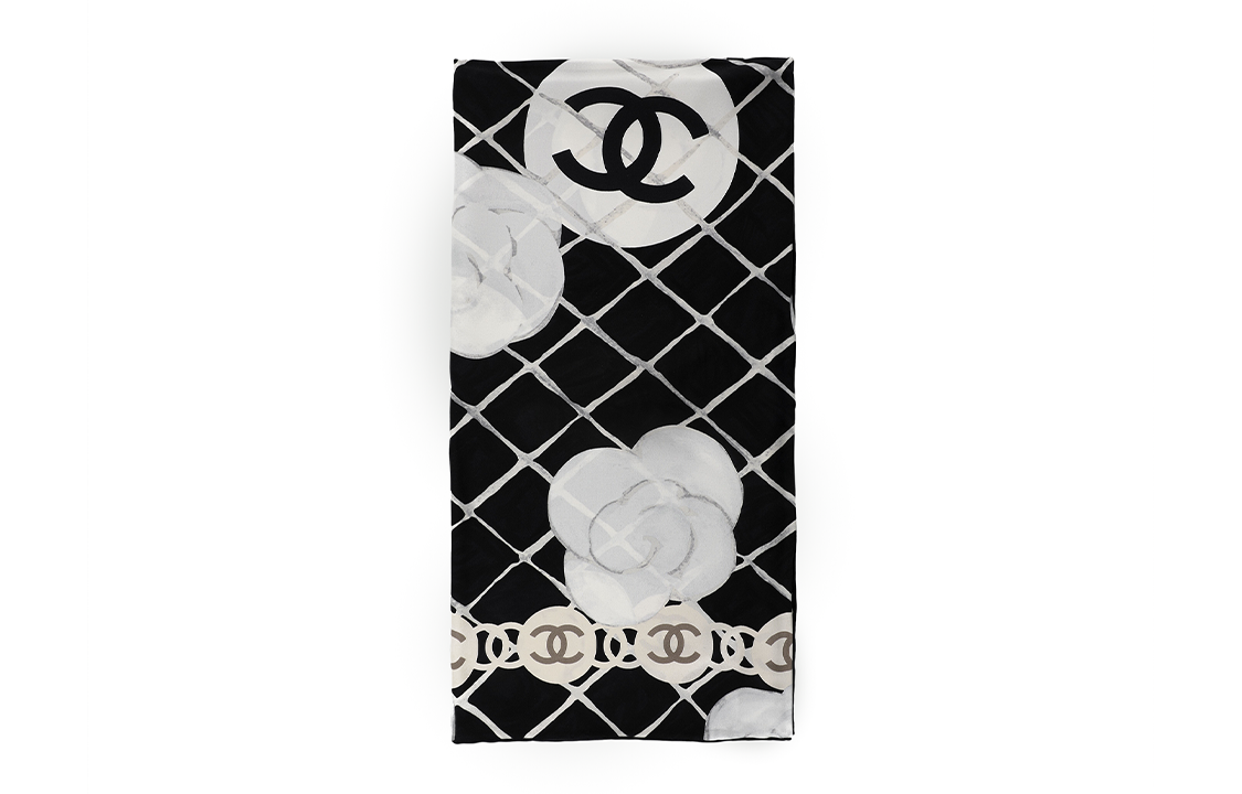 Lookbook (W) CHANEL 山茶花絎縫絲巾 女士 黑白配色 A39577-X10321-94305-35OR