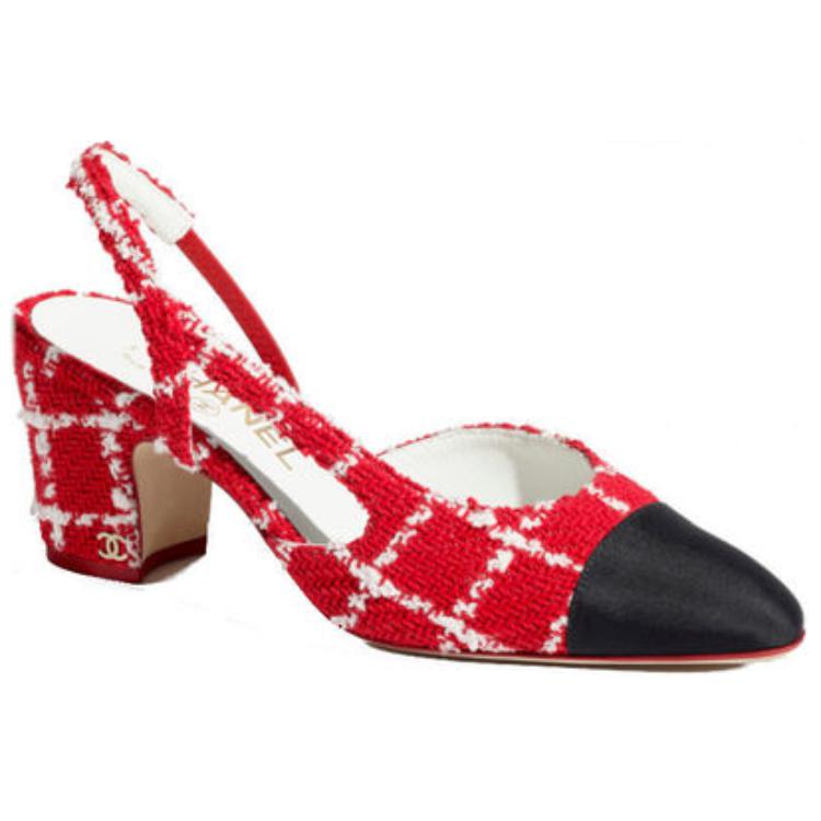 (W) Chanel Canvas Logo Block Heel Pumps 'Red' 圖 2