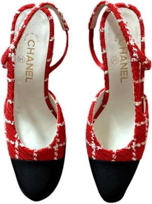 (Women) Chanel Canvas Logo Block Heel Pumps 'Red' G31318-Y56350-K5354 Lookbook (Women) Chanel Canvas Logo Block Heel Pumps 'Red' G31318-Y56350-K5354