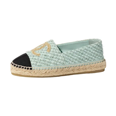 (W) Chanel Canvas Logo Espadrilles 'Light Blue'