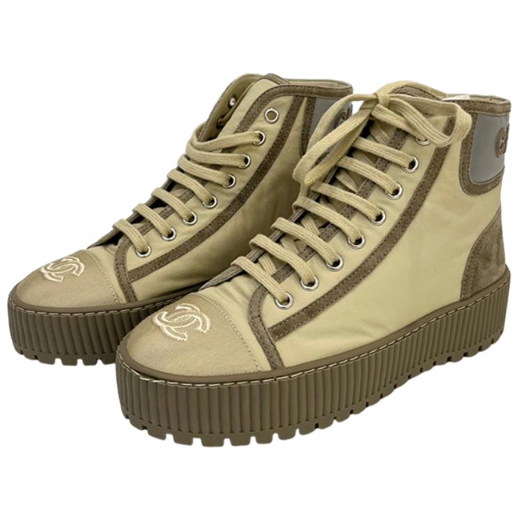 Buy CHANEL香奈兒 帆布 徽標 時尚板鞋 女款 綠色