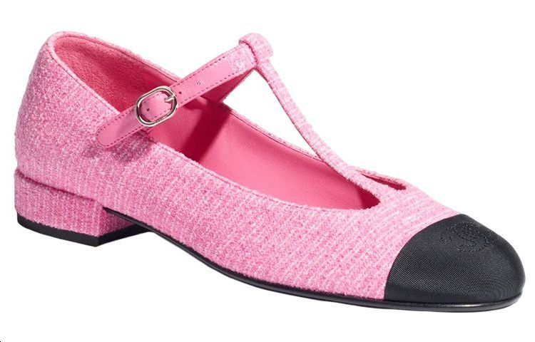 (W) Chanel Canvas Tweed Logo Flats 'Pink' 圖 2