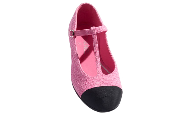 (W) Chanel Canvas Tweed Logo Flats 'Pink' 圖 3