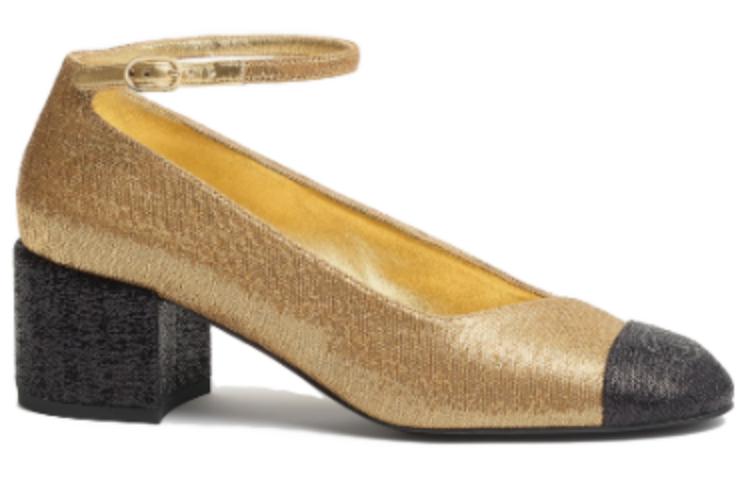 (W) Chanel Cap-Toe Buckle Block Heel Pumps 'Gold' 圖 2