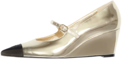 (Women) Chanel Cap-Toe Slingback 'Gold Black' G38733-Y55659-K3877 (Women) Chanel Cap-Toe Slingback 'Gold Black' G38733-Y55659-K3877