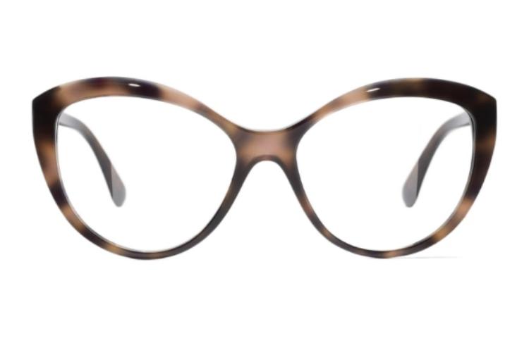 Shop (W) CHANEL 女士貓眼醋酸光學眼鏡，雕刻鏡腳款式。 CH3464