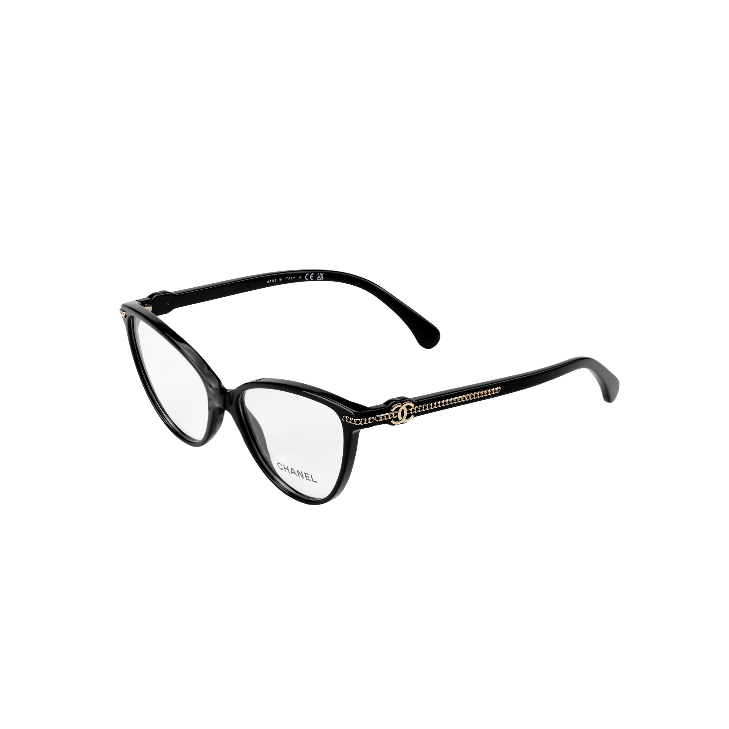 (Women) CHANEL Cat Eye Optical Glasses Black Acetate Frame for Women CH3457C622