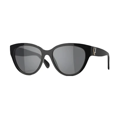 (Women) CHANEL Cat Eye Sunglasses for Women - Elegant Black Fashion Eyewear CH5477-C501S4