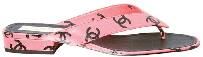(Women) Chanel CC 20mm Heeled Thong Sandal Pink Leather G38978-X56530-K4158 (Women) Chanel CC 20mm Heeled Thong Sandal Pink Leather G38978-X56530-K4158