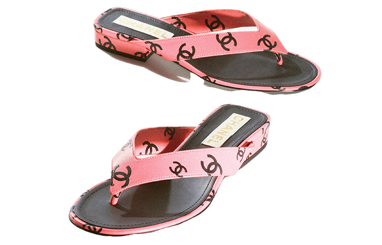 (W) Chanel CC 20mm Heeled Thong Sandal Pink Leather 圖 4