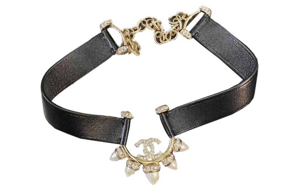 (Women) CHANEL CC Black Resins & Rhinestones Metal Lambskin Necklace  Jewelry. AB7640-B07427-NG551 圖 2