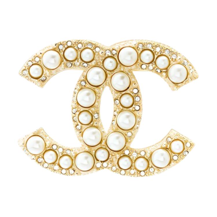 (Women) CHANEL CC Crystal Brooch for Women Gold White A64762-Y09530-Z2048