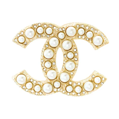 (Women) CHANEL CC Crystal Brooch for Women Gold White A64762-Y09530-Z2048