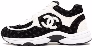 (Women) Chanel CC Embossed Logo Black White Suede G39230-X56689-K4718 (Women) Chanel CC Embossed Logo Black White Suede G39230-X56689-K4718