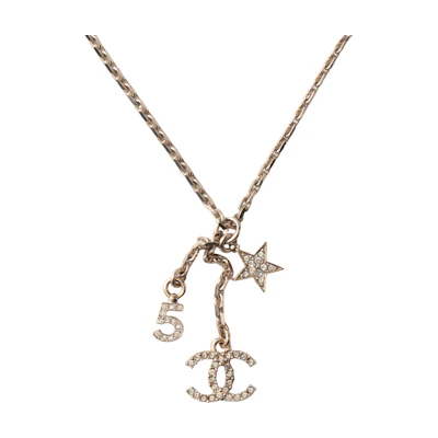 (Women) CHANEL CC Gold Star No.5 Pendant Necklace with Rhinestones for Women. AB8055B07808NH436