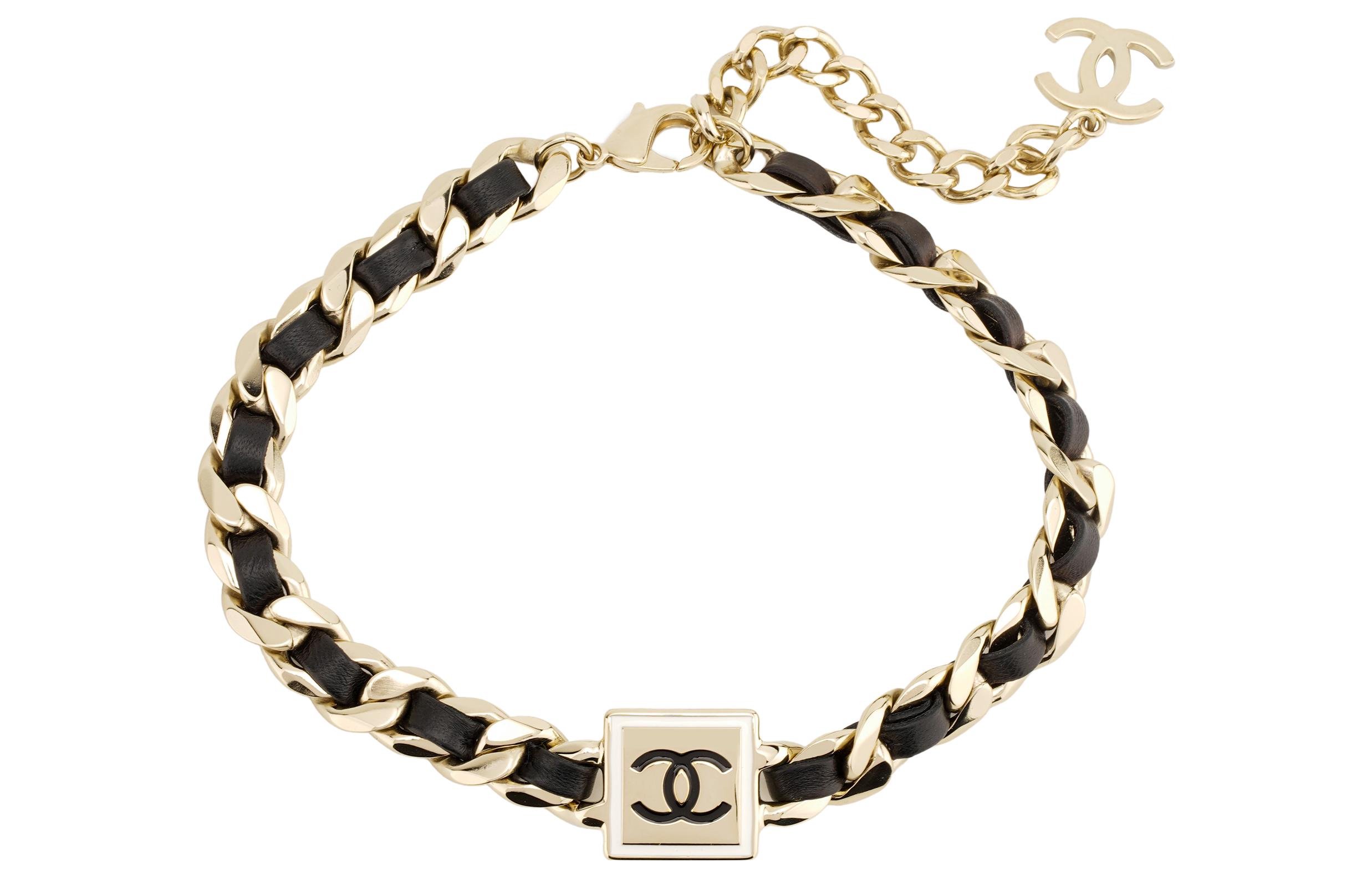 (Women) CHANEL CC Logo Charm Choker Leather Necklace Women Black/Gold. AB6771-B06482-NE777 圖 4
