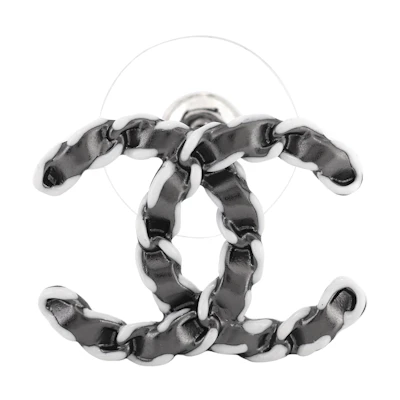 (Women) CHANEL CC Logo Leather Chain Metal Stud Earrings for Women. AB8002-B07791-NH173