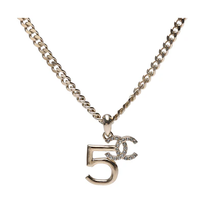 (Women) CHANEL CC No.5 Gold Choker Necklace with Rhinestones for Women. AB6290-B05755-NC547