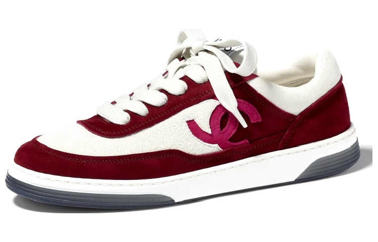 (W) Chanel CC Trainers Burgundy Suede Kidskin
