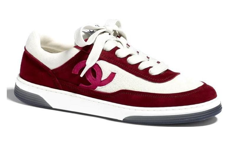 (W) Chanel CC Trainers Burgundy Suede Kidskin 圖 2