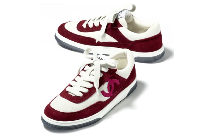 (W) Chanel CC Trainers Burgundy Suede Kidskin 圖 3