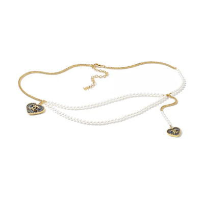 (Women) CHANEL Chain Metal Pearl Belt - White/Gold (Spring/Summer 24P) ABC747-B15374-NU455
