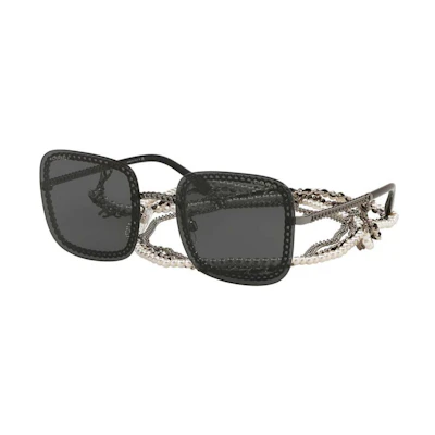 (Women) Chanel Chain Square Sunglasses Green Alloy Frame for Women CH4244-C108/S4