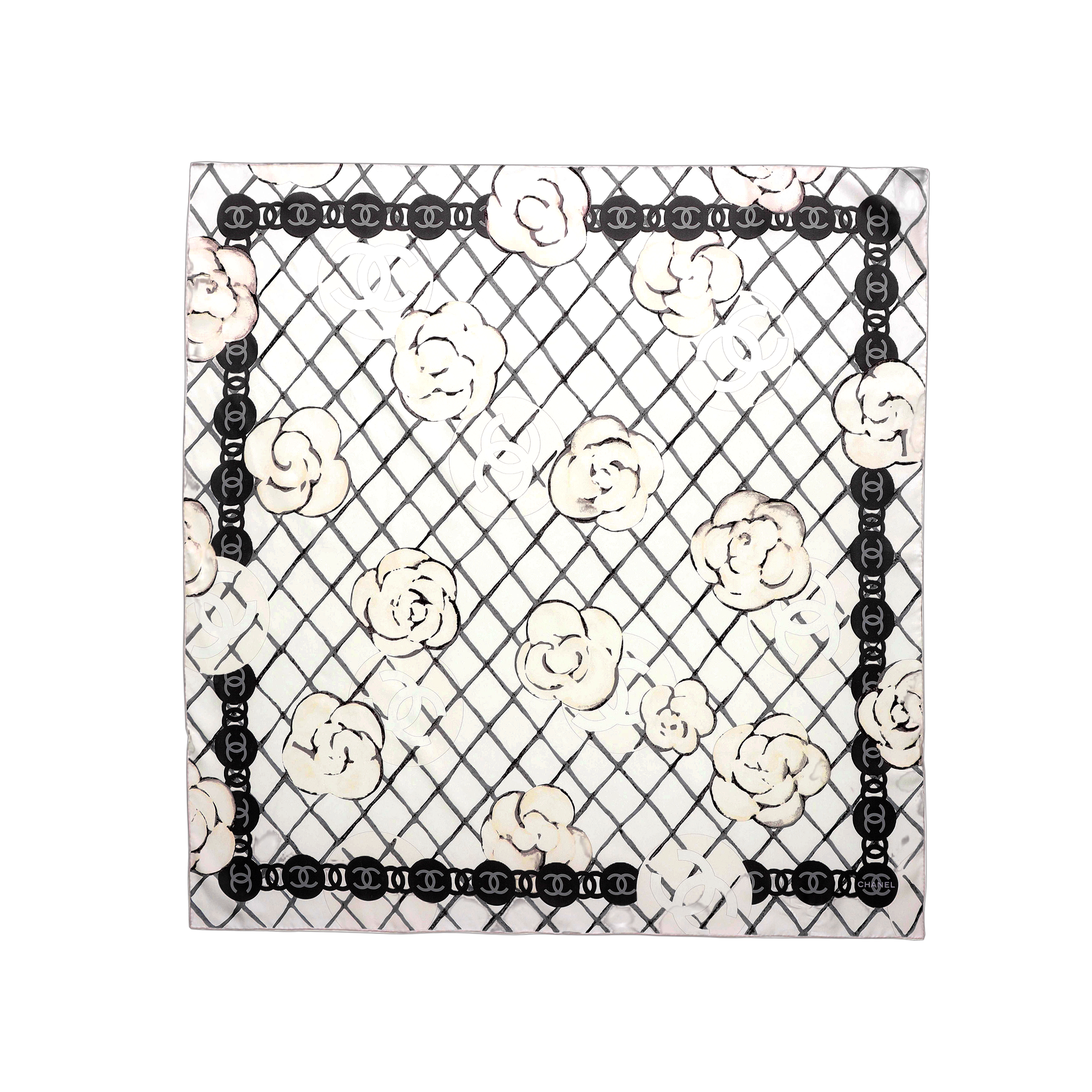 Order (W) シャネル ロゴ スカーフ ホワイト ピンク ローズ A39577-X10321-10601