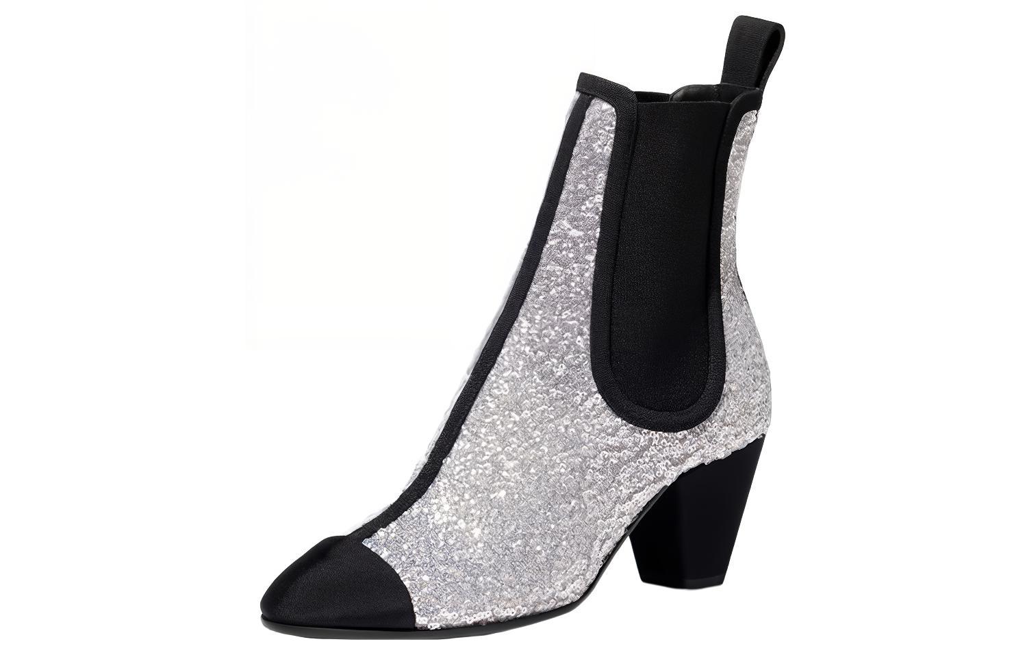 (Women) Chanel Chelsea Boot 'Shiny Tulle Silver' G39710-Y56355-K5362