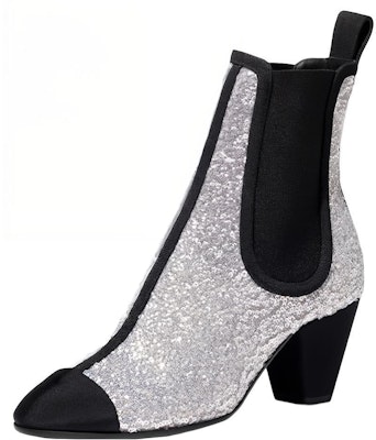 (Women) Chanel Chelsea Boot 'Shiny Tulle Silver' G39710-Y56355-K5362 Buy (Women) Chanel Chelsea Boot 'Shiny Tulle Silver' G39710-Y56355-K5362