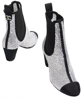 (Women) Chanel Chelsea Boot 'Shiny Tulle Silver' G39710-Y56355-K5362 Order (Women) Chanel Chelsea Boot 'Shiny Tulle Silver' G39710-Y56355-K5362