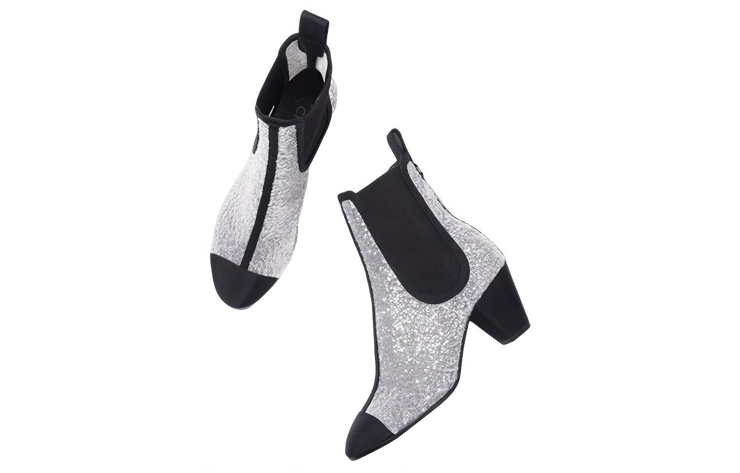 Lookbook 香奈兒 閃亮珠羅紗 切爾西靴 女款 銀色