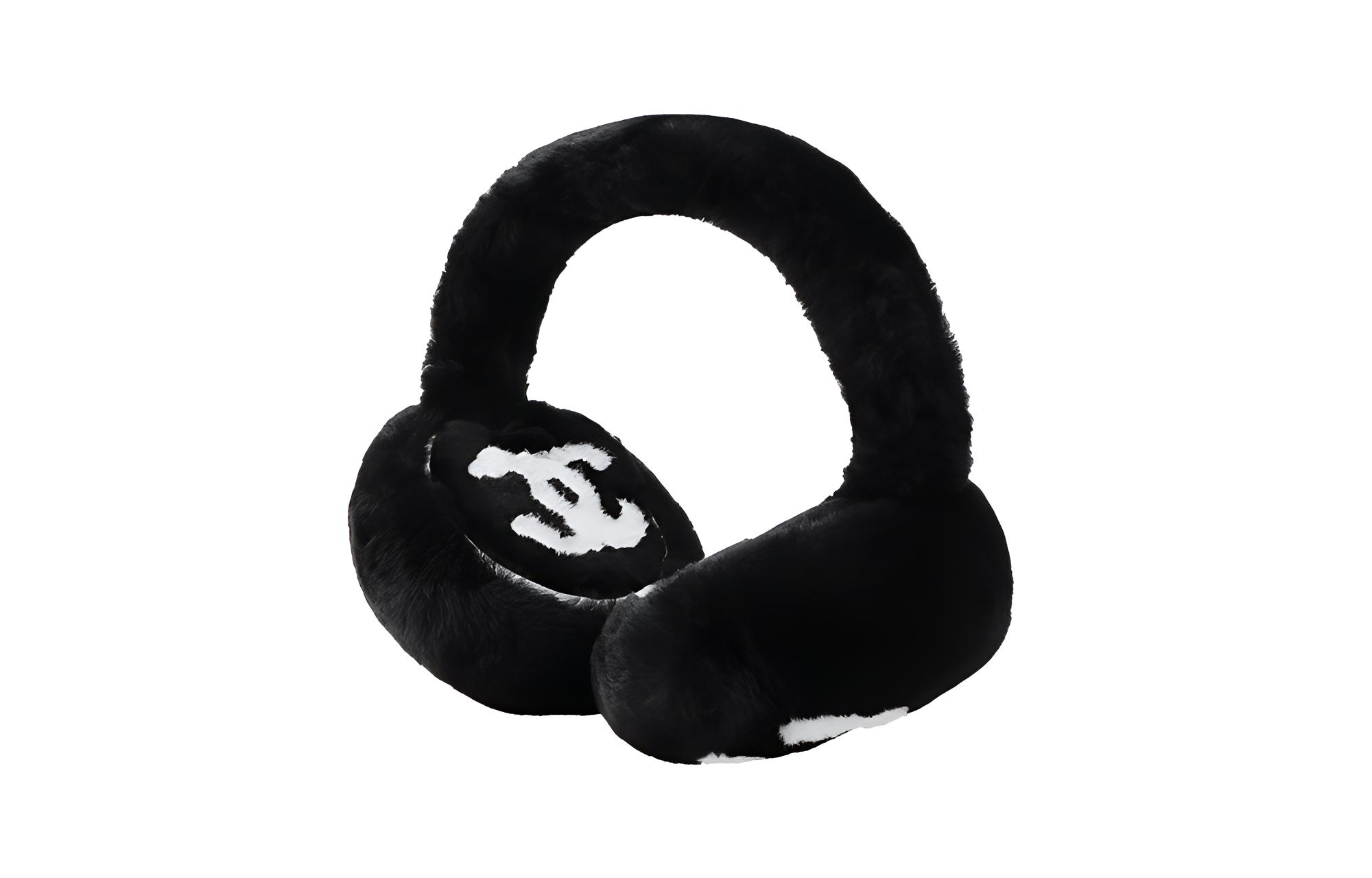 (Women) CHANEL Classic Double-C Logo Fashion Warm Earmuffs Black Style AA7071-B04051-94305BLACK