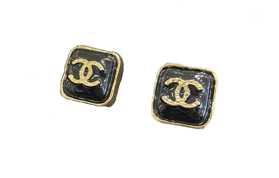 (Women) Chanel Classic Double C Black Gold Square Metal Earrings for Women Black ABC253-B14730-NS732 圖 4