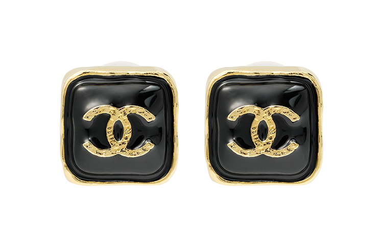 (Women) Chanel Classic Double C Black Gold Square Metal Earrings for Women Black ABC253-B14730-NS732 圖 5