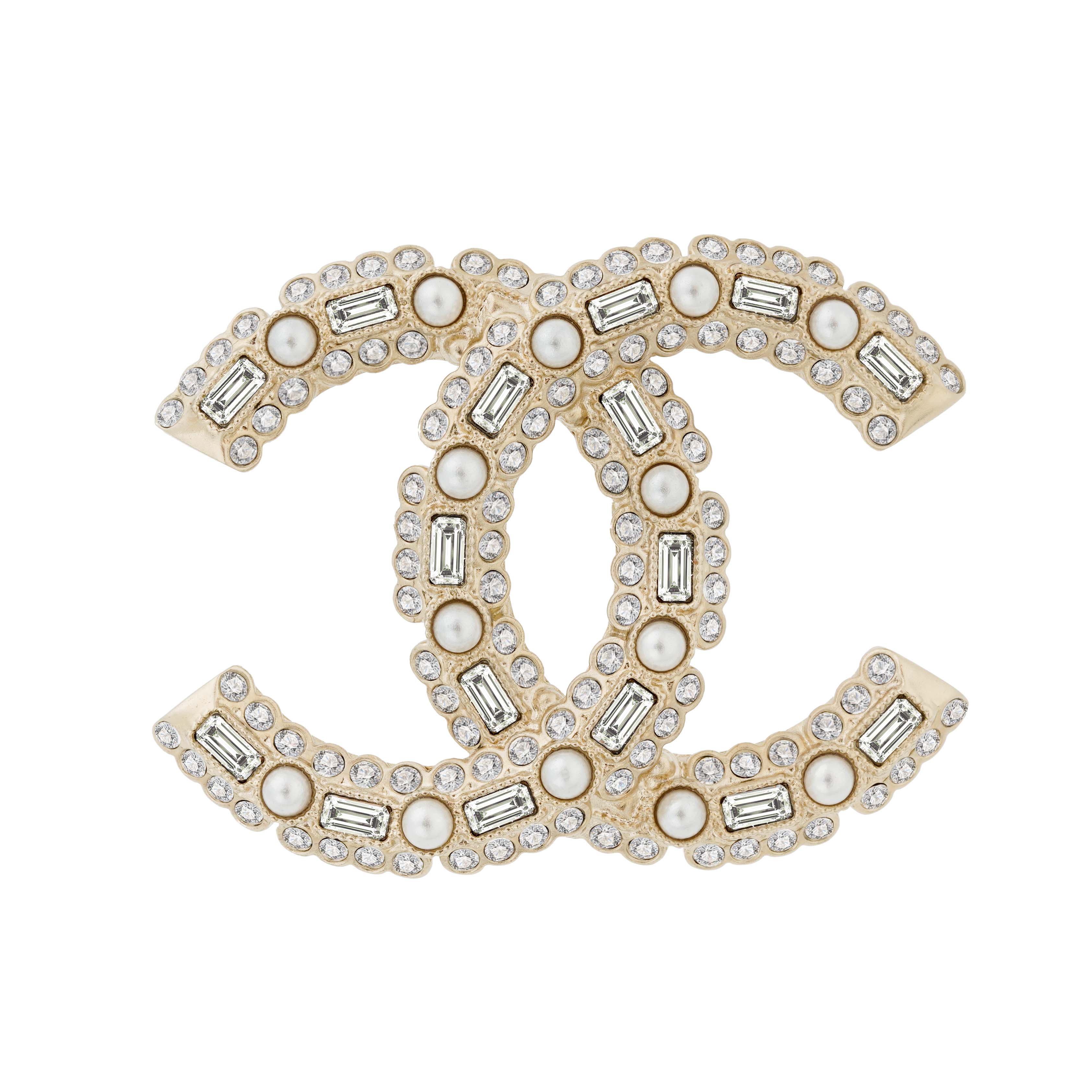 (Women) CHANEL Classic Double C Crystal Brooch Gold  Accessories. AB9720-B09591-NL114