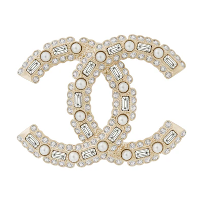 (Women) CHANEL Classic Double C Crystal Brooch Gold Accessories. AB9720-B09591-NL114