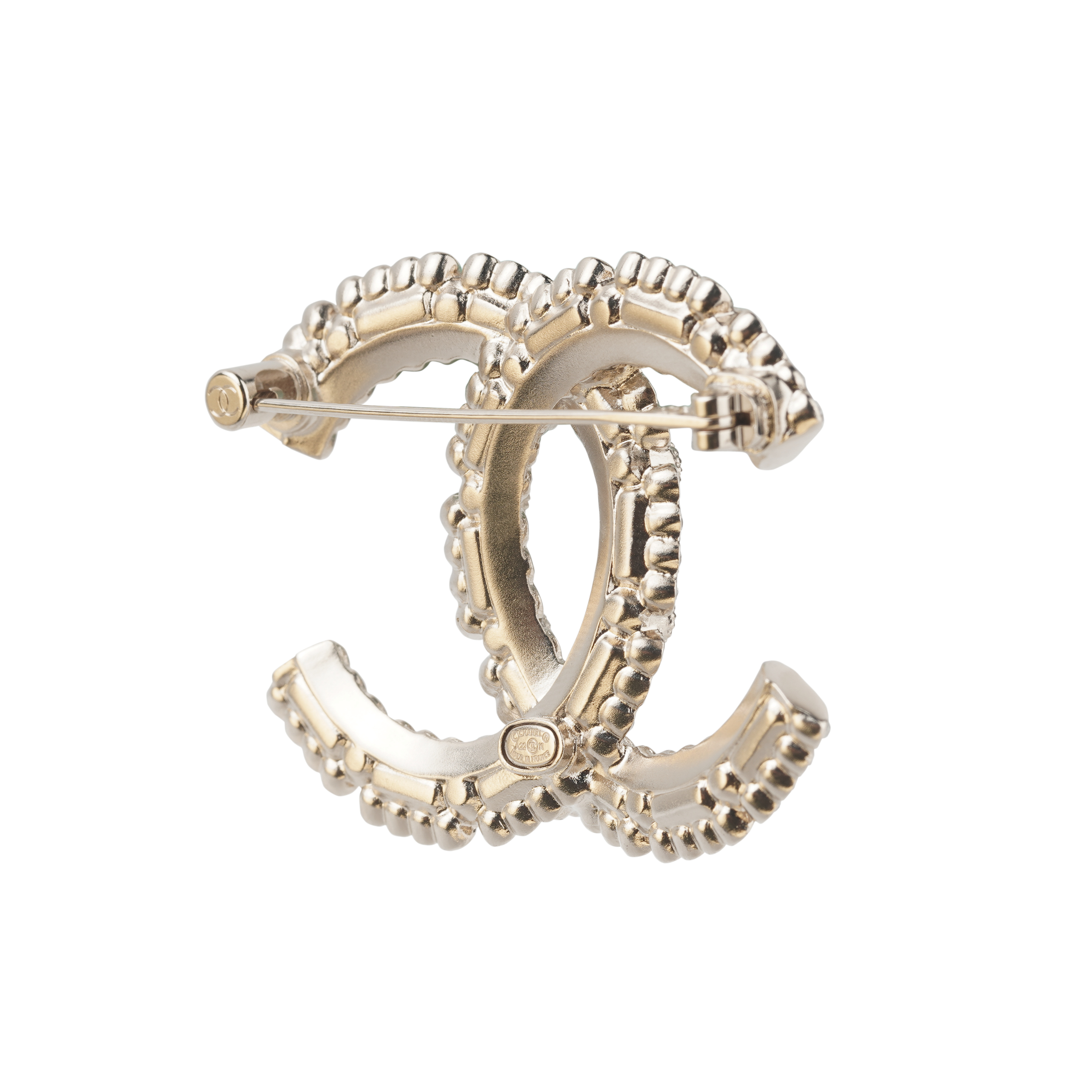 Shop (W) 香奈兒經典雙C水晶胸針金色配飾 AB9720-B09591-NL114