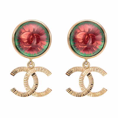 (Women) CHANEL Classic Double C Crystal Metal Earrings Gold Women. AB9066-B08738-NJ400
