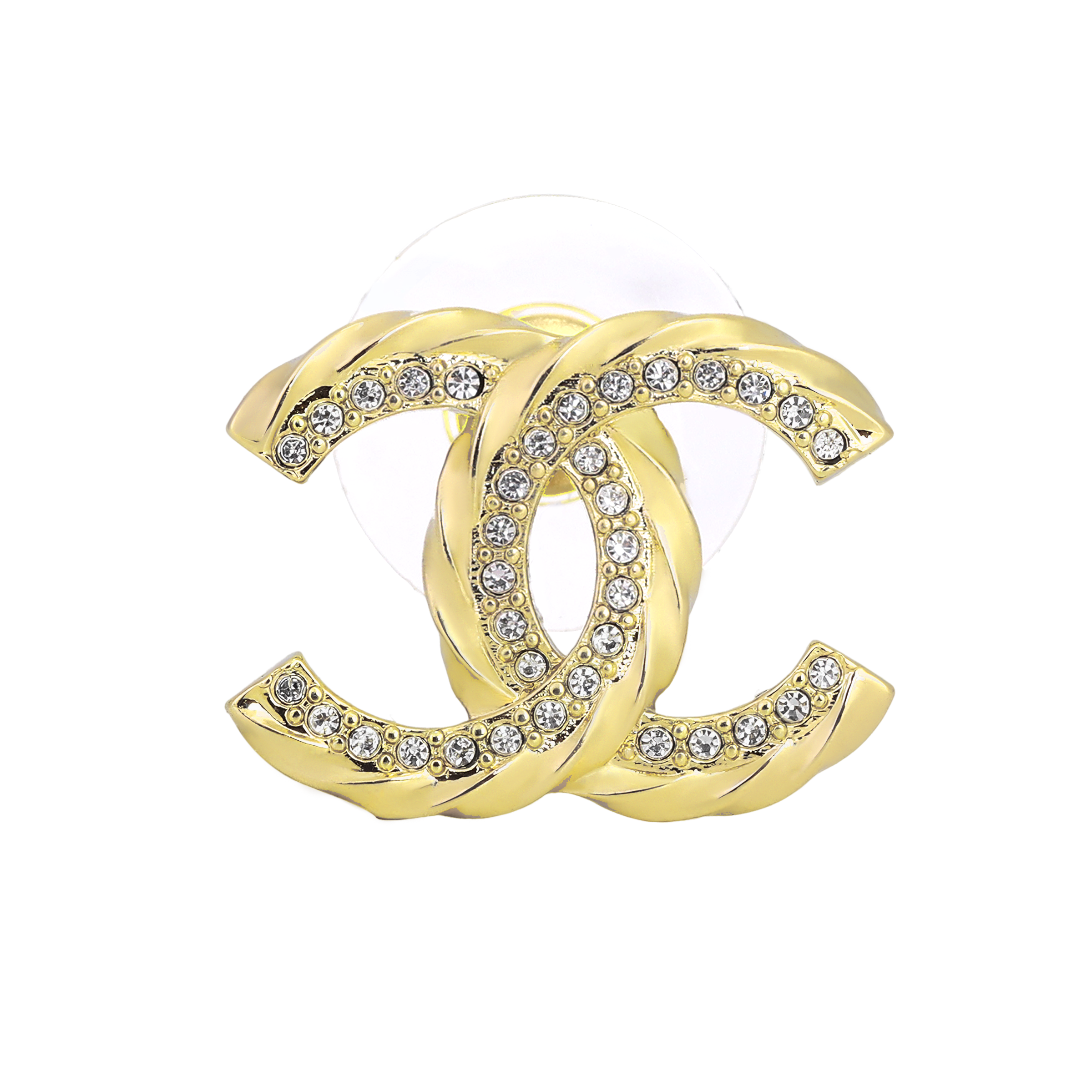 (Women) CHANEL Classic Double C Gold Metal Stud Earrings for Women Fashionable Design ABA711B10484NN009