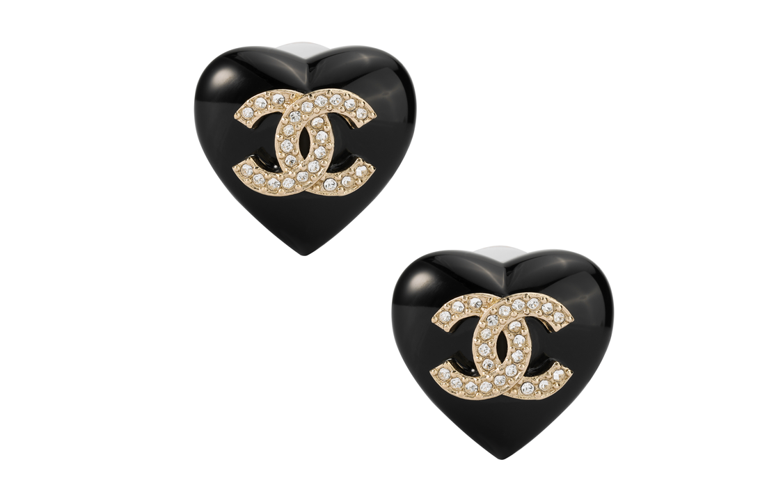 (Women) CHANEL Classic Double C Heart Alloy Earrings  Black AB9377-B0908-NK212 圖 2