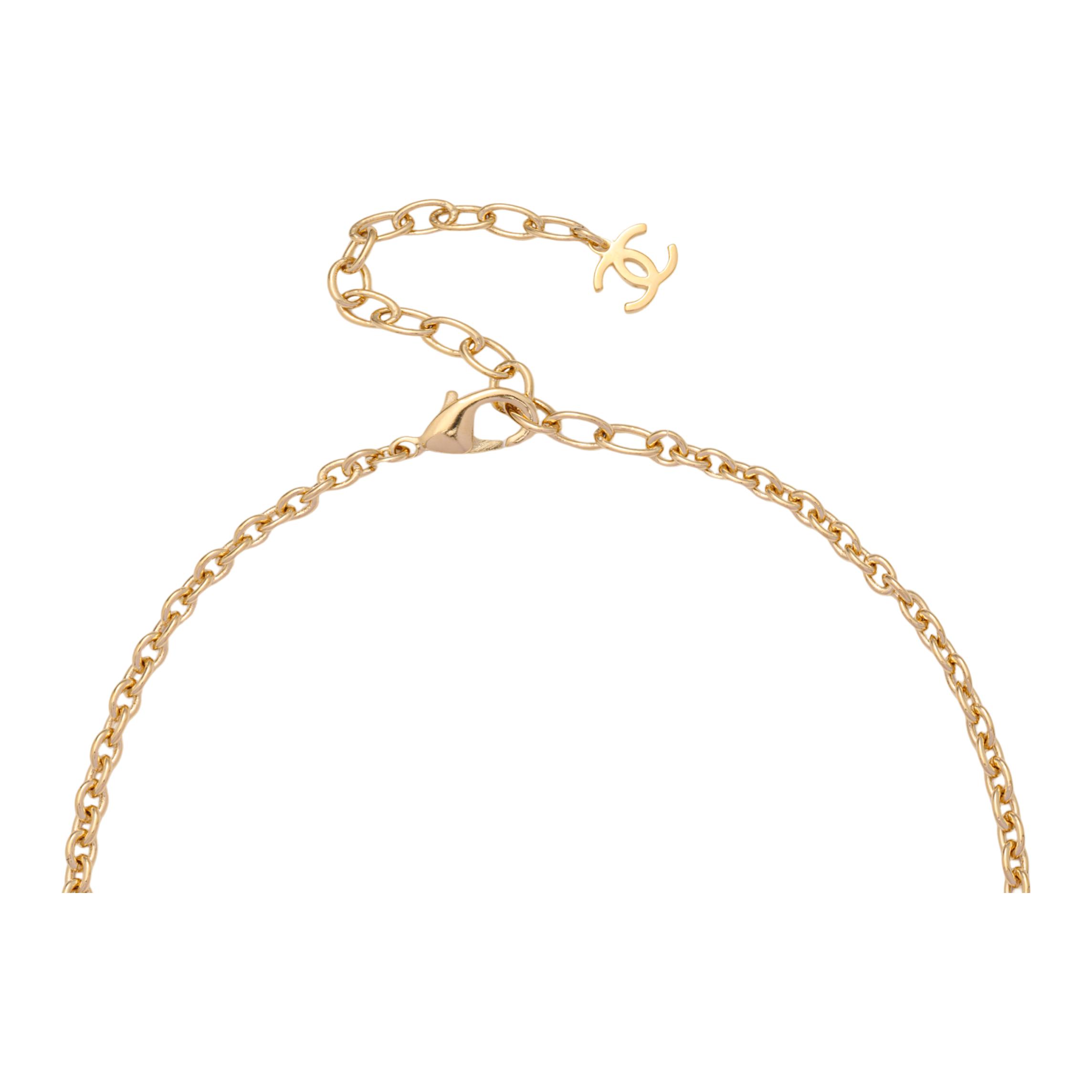 (Women) CHANEL Classic Double C Heart Design Metal Rhinestone Pearl Necklace Gold ABC236-B14766-NS752 圖 5