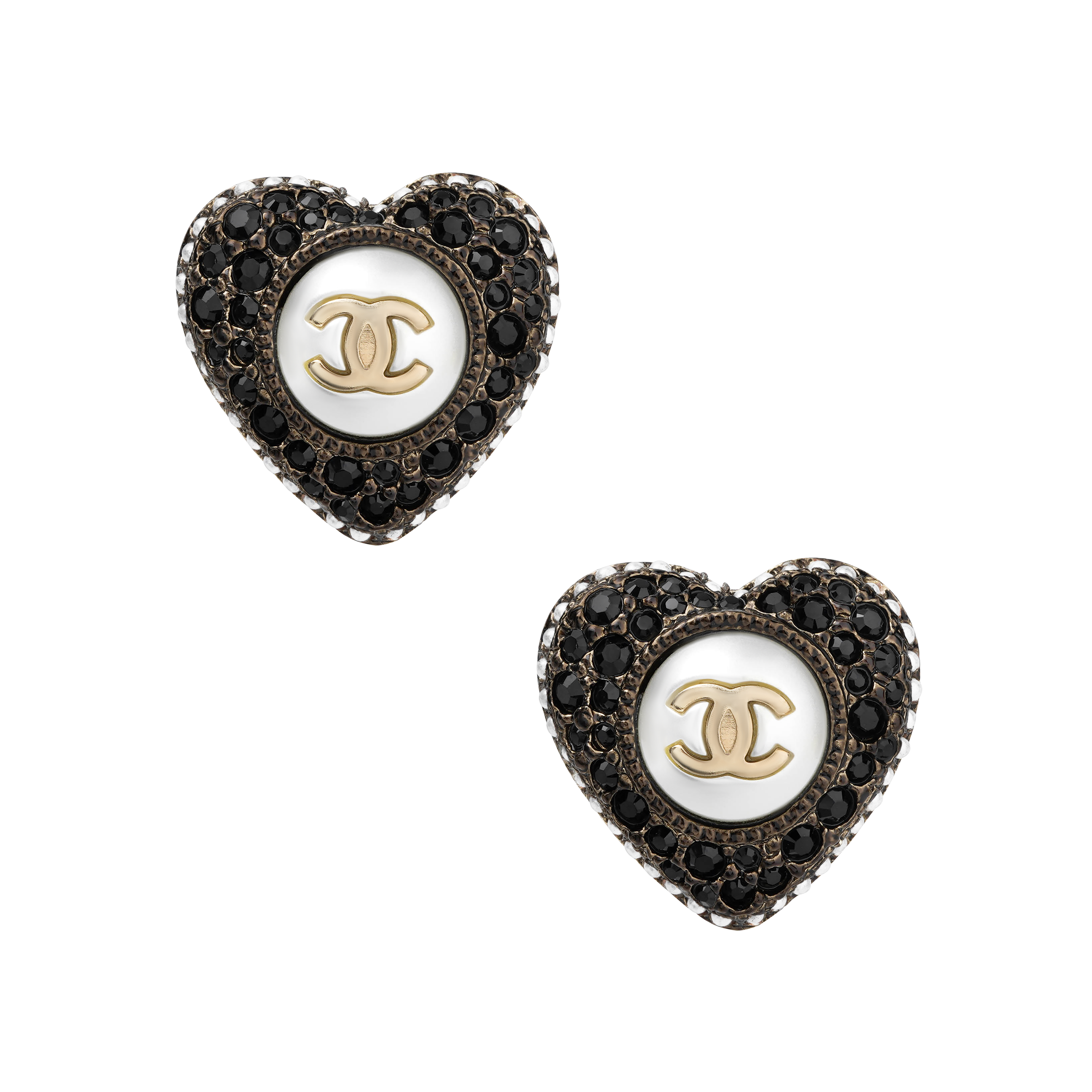 (Women) CHANEL Classic Double C Heart Earrings Gold for Women. AB9399B09088NK216