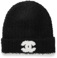 (Women) CHANEL Classic Double C Knit Beanie Black White Hat - Black AA9424-B13856-NQ765 (Women) CHANEL Classic Double C Knit Beanie Black White Hat - Black AA9424-B13856-NQ765