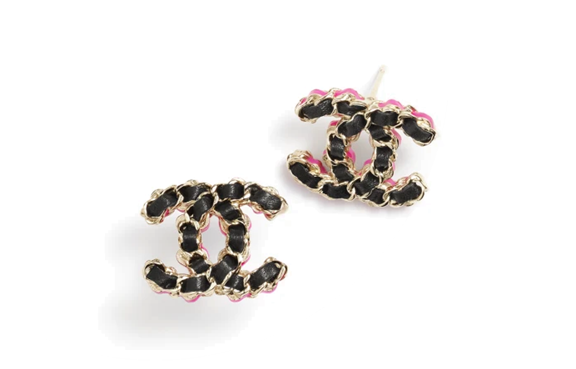 Buy (W) Anting Kulit CHANEL Classic Double C Hitam Emas ABB474-B14180-NR659