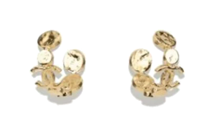 (Women) CHANEL Classic Double C Logo Gold Metal Earrings for Women. AB-24C-038