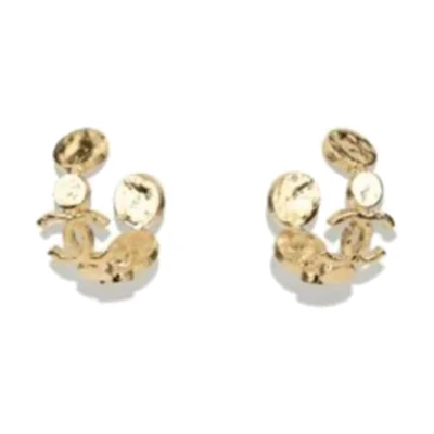 (Women) CHANEL Classic Double C Logo Gold Metal Earrings for Women. AB-24C-038