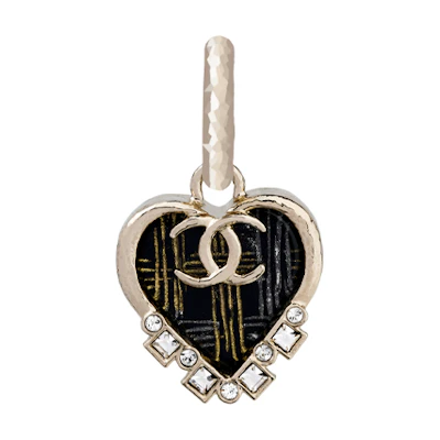 (Women) Chanel Classic Double C Logo Heart Checkered Crystal Earrings for Women AB6683-B06192-ND235